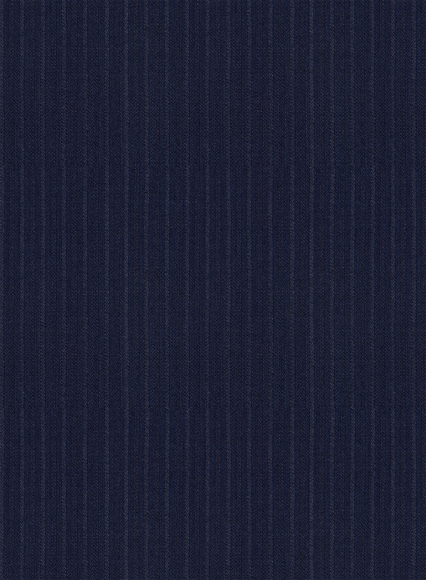 Scabal Londoner Mence Stripe Blue Wool Pants - StudioSuits