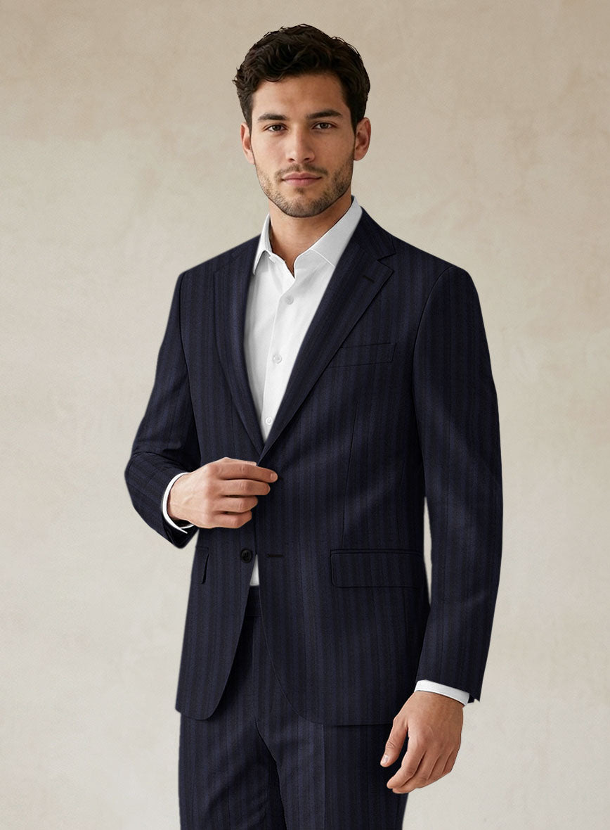 Scabal Londoner Nicaso Stripe Blue Wool Jacket - StudioSuits