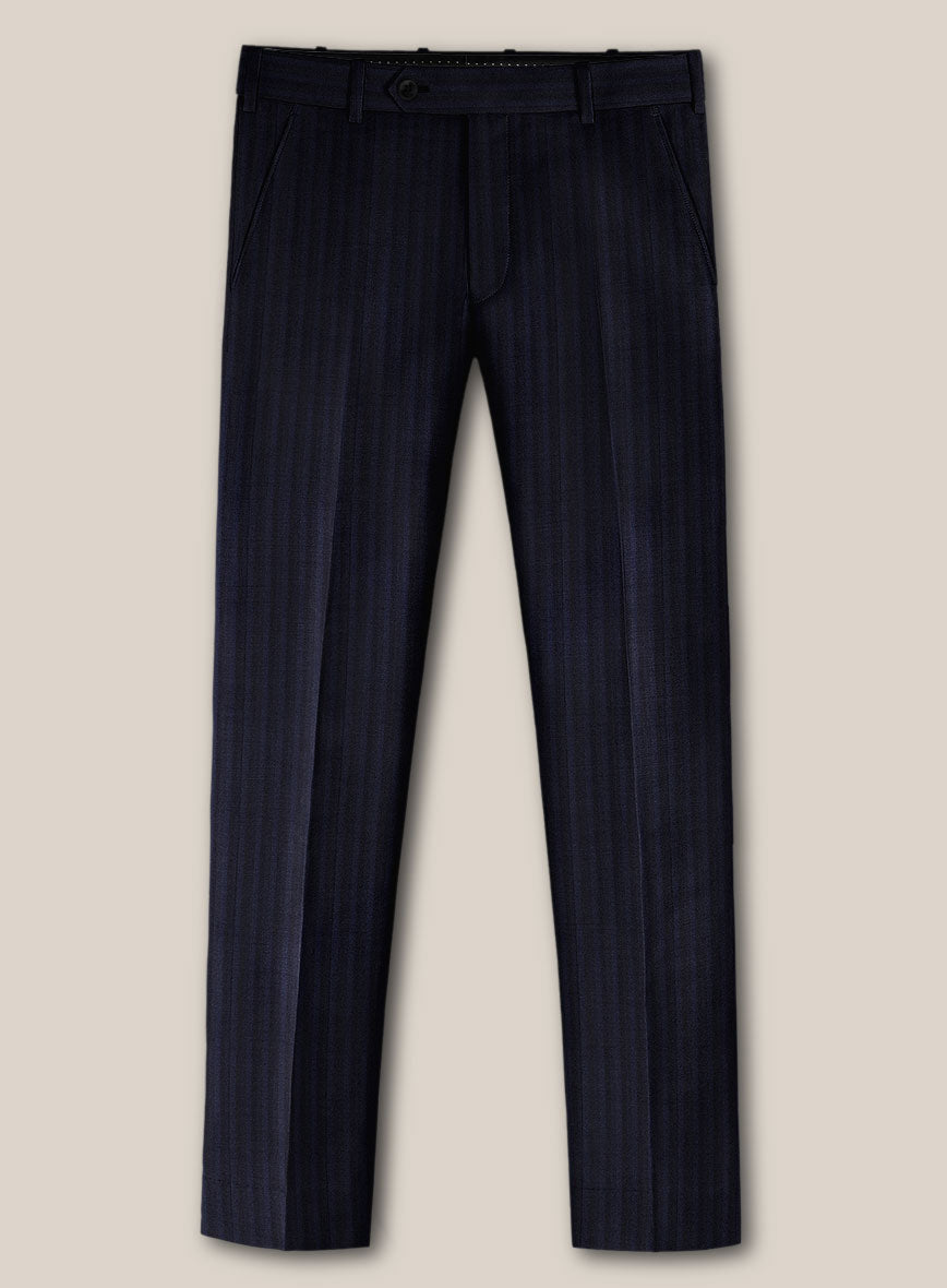 Scabal Londoner Nicaso Stripe Blue Wool Pants - StudioSuits