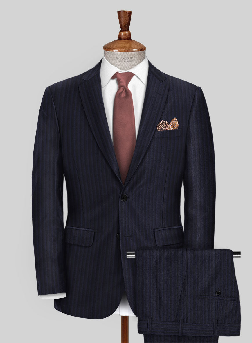 Scabal Londoner Nicaso Stripe Blue Wool Suit - StudioSuits