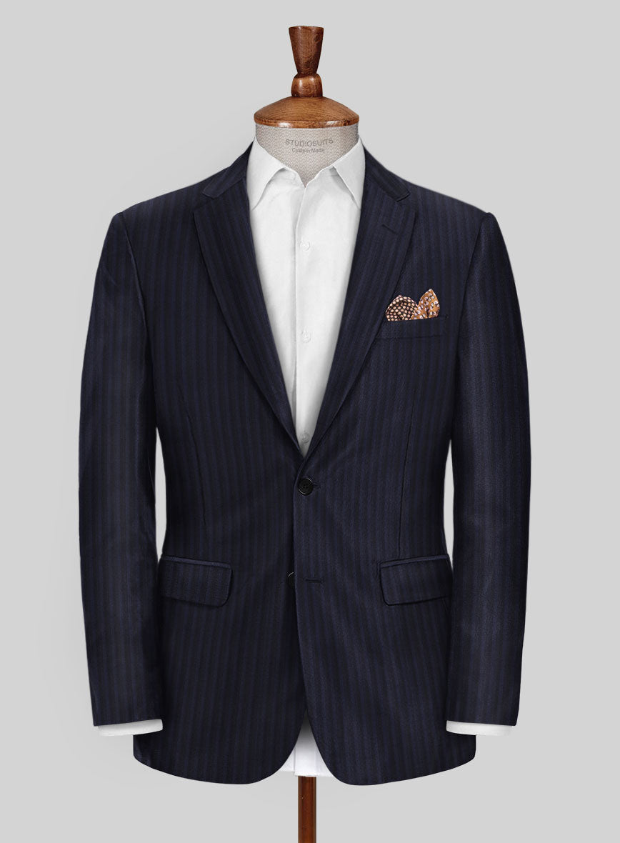 Scabal Londoner Nicaso Stripe Blue Wool Suit - StudioSuits