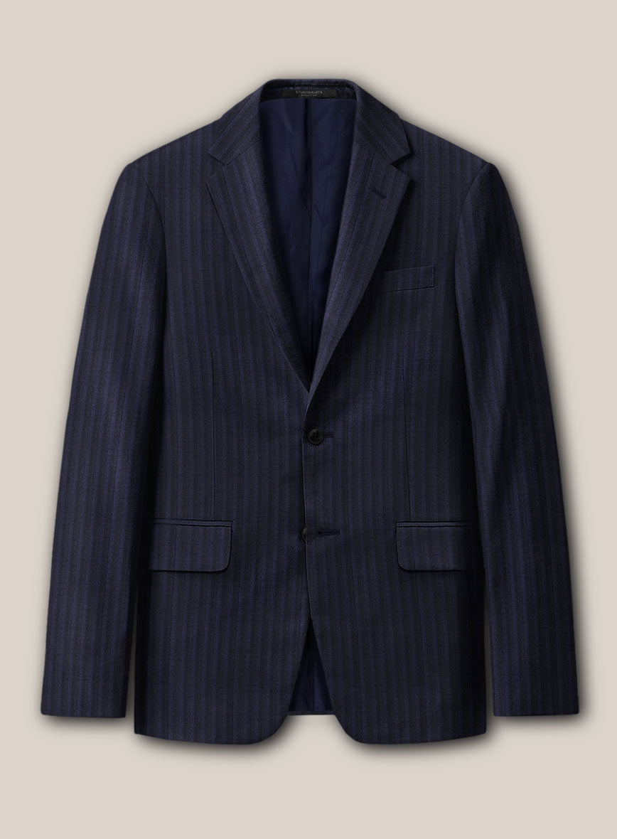 Scabal Londoner Nicaso Stripe Blue Wool Suit - StudioSuits