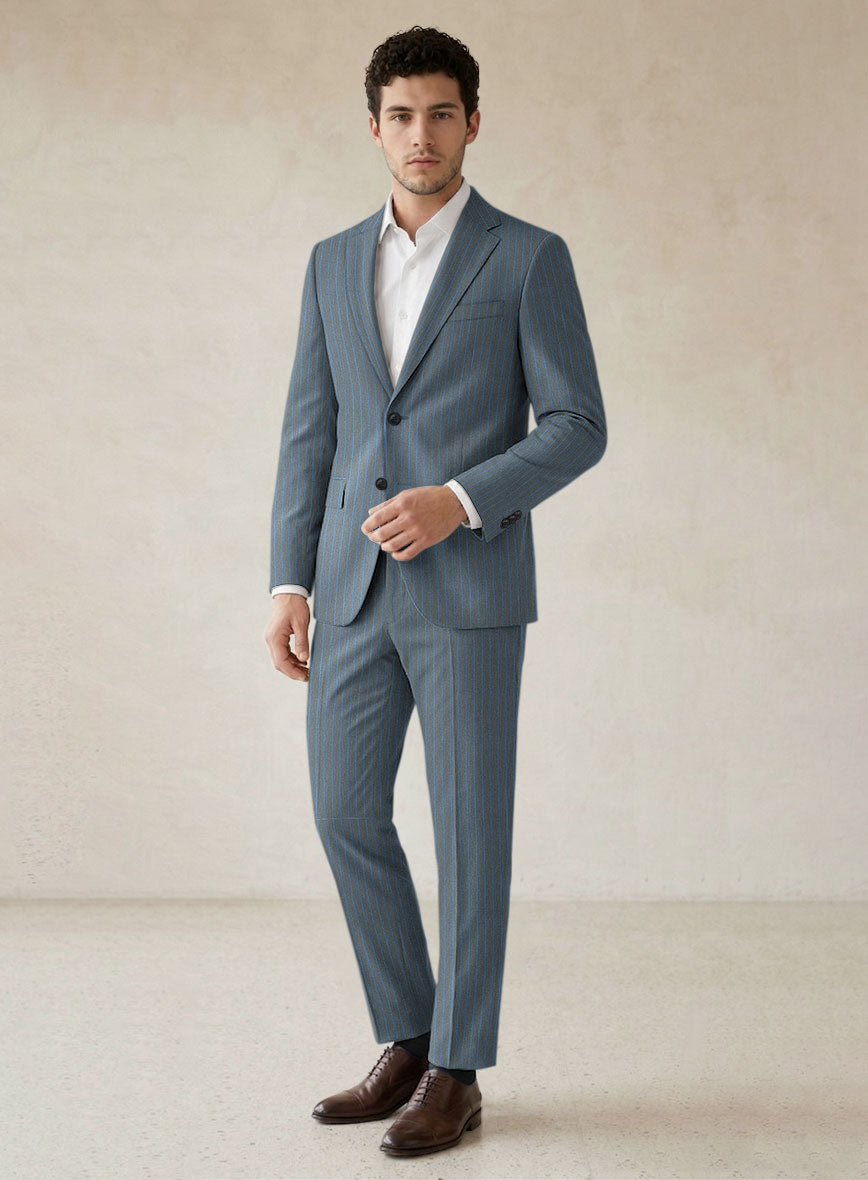 Scabal Londoner Prutna Stripe Gray Wool Suit - StudioSuits