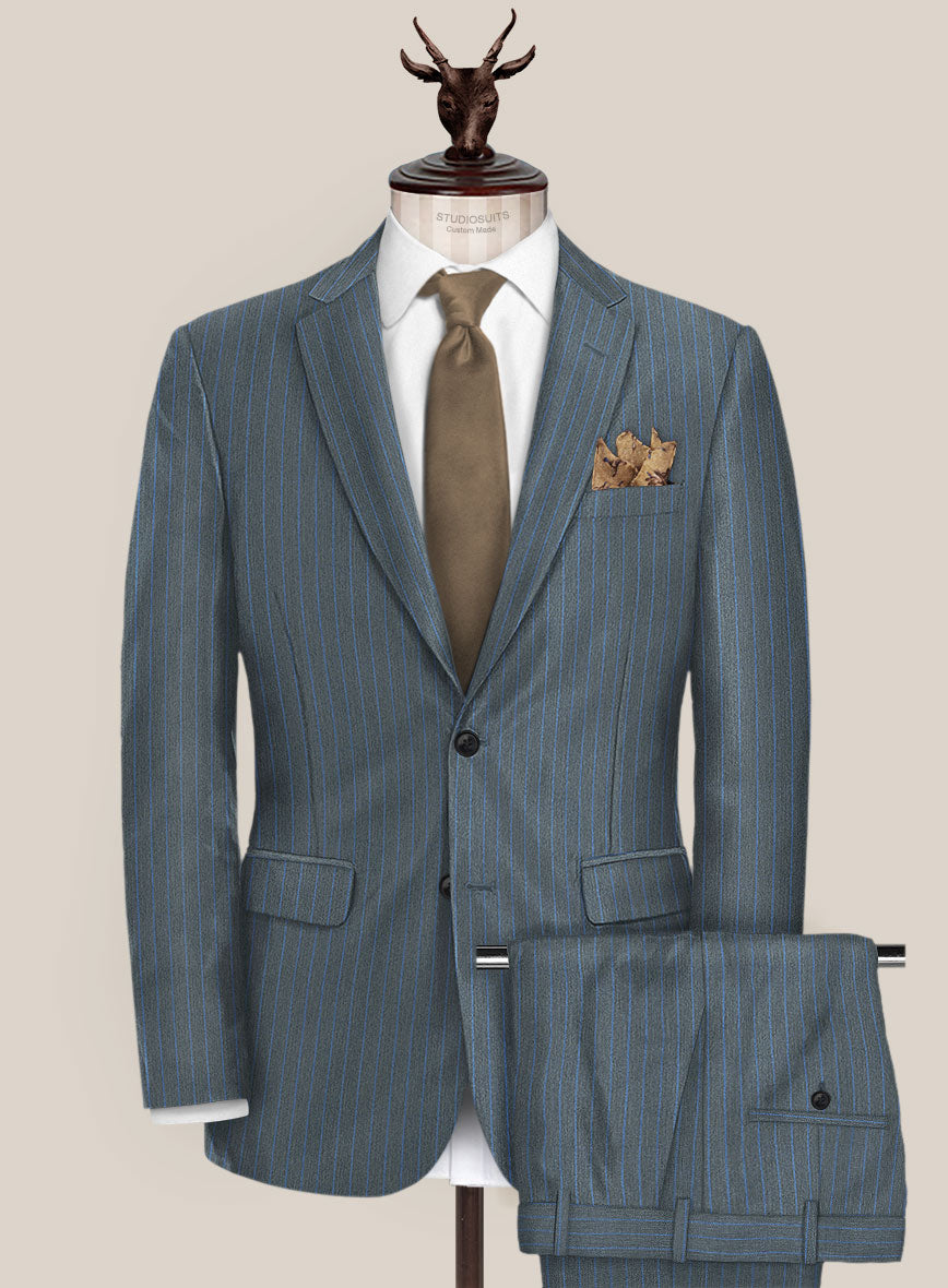 Scabal Londoner Prutna Stripe Gray Wool Suit - StudioSuits