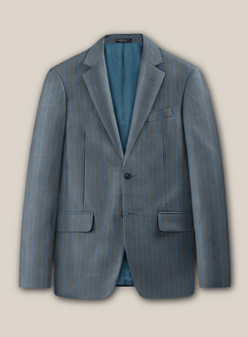 Scabal Londoner Prutna Stripe Gray Wool Jacket - StudioSuits