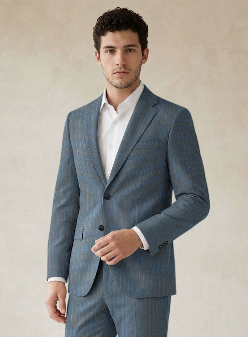 Scabal Londoner Prutna Stripe Gray Wool Jacket - StudioSuits