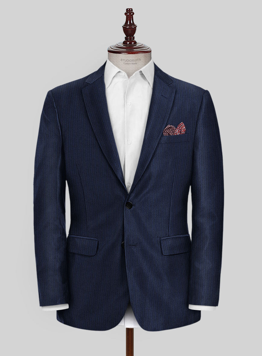 Scabal Londoner Sarcos Stripe Blue Wool Jacket - StudioSuits