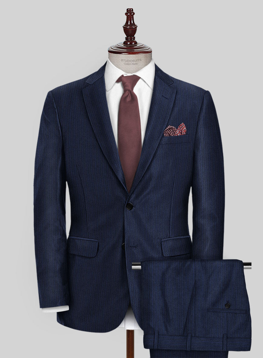 Scabal Londoner Sarcos Stripe Blue Wool Suit - StudioSuits