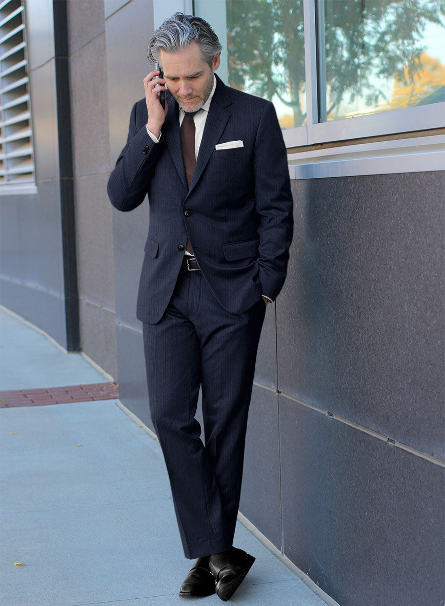 Scabal Londoner Sarcos Stripe Blue Wool Suit - StudioSuits
