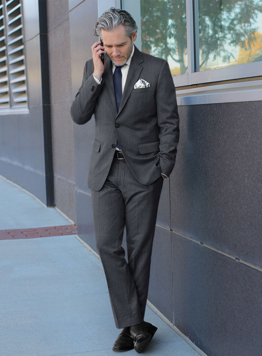 Scabal Londoner Shico Stripe Gray Wool Suit - StudioSuits