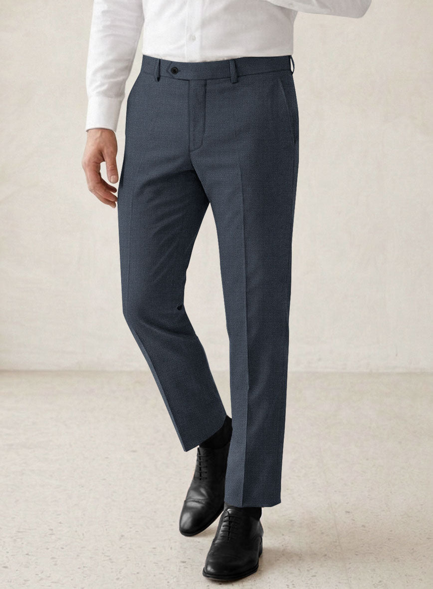Scabal Londoner Space Blue Wool Pants - StudioSuits