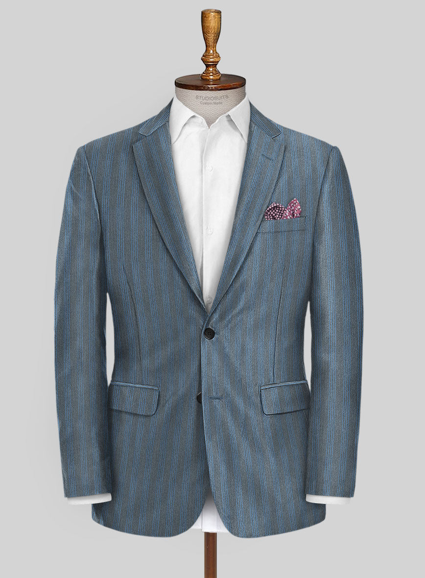 Scabal Londoner Struci Stripe Gray Wool Jacket - StudioSuits
