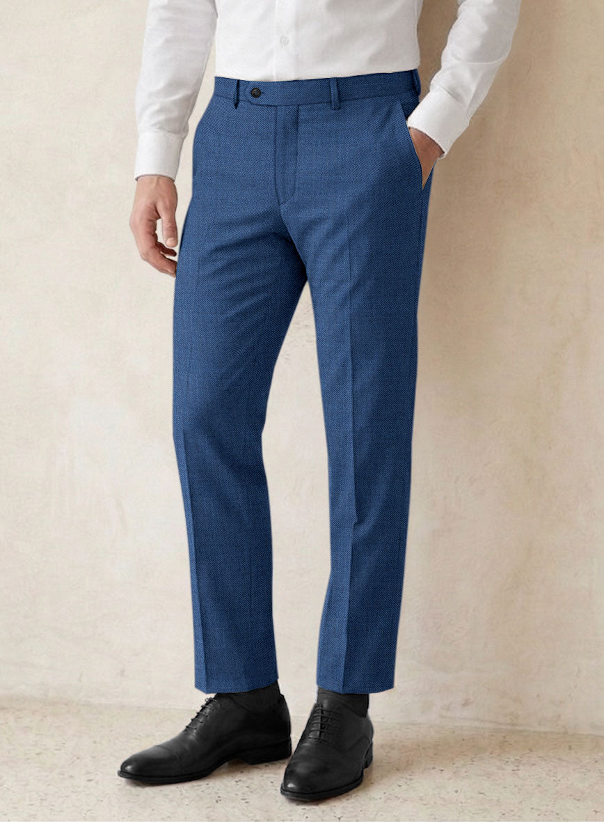 Scabal Londoner Twill Blue Wool Pants - StudioSuits