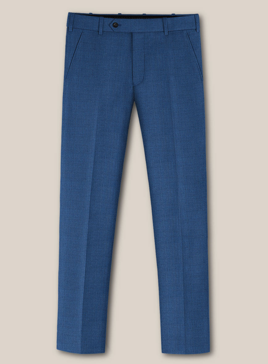 Scabal Londoner Twill Blue Wool Pants - StudioSuits