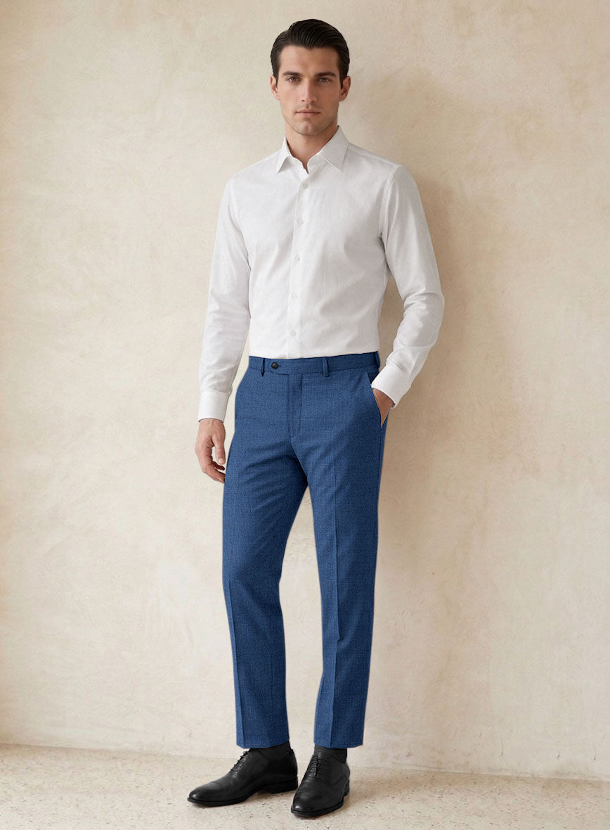 Scabal Londoner Twill Blue Wool Pants - StudioSuits