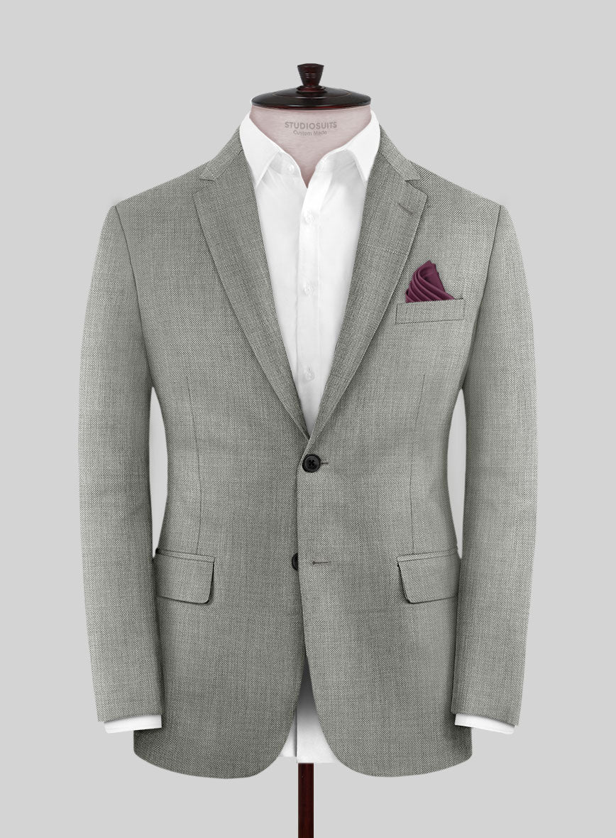 Scabal Londoner Twill Gray Wool Jacket - StudioSuits
