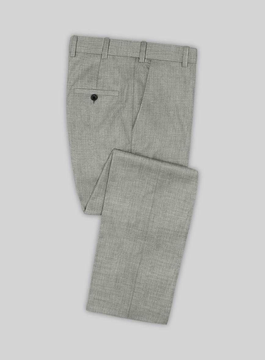 Scabal Londoner Twill Gray Wool Pants - StudioSuits