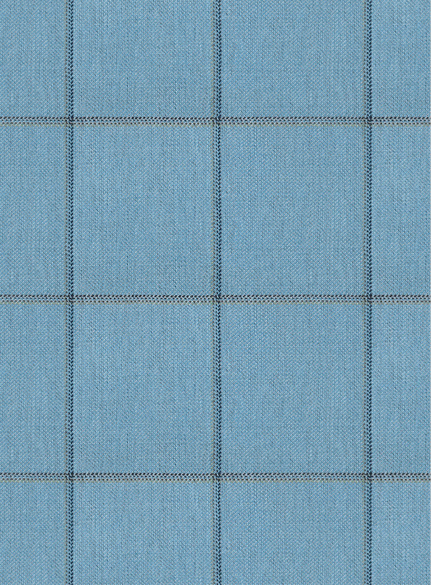 Scabal Londoner Windowpane Blue Wool Pants - StudioSuits