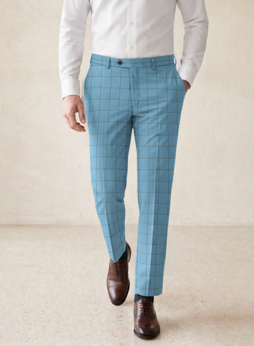 Scabal Londoner Windowpane Blue Wool Suit - StudioSuits