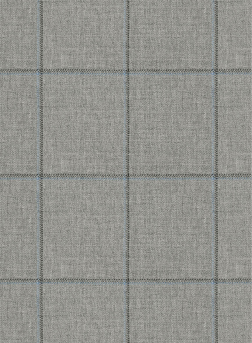 Scabal Londoner Windowpane Light Gray Wool Suit - StudioSuits