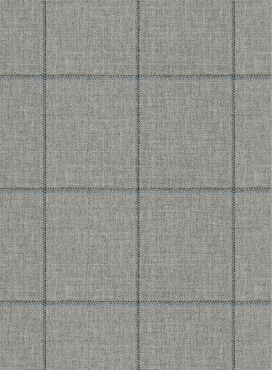 Scabal Londoner Windowpane Light Gray Wool Suit - StudioSuits
