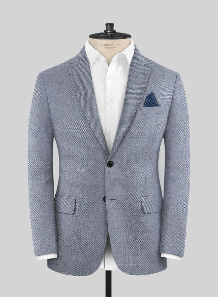 Scabal Londoner Twill Light Blue Wool Jacket - StudioSuits