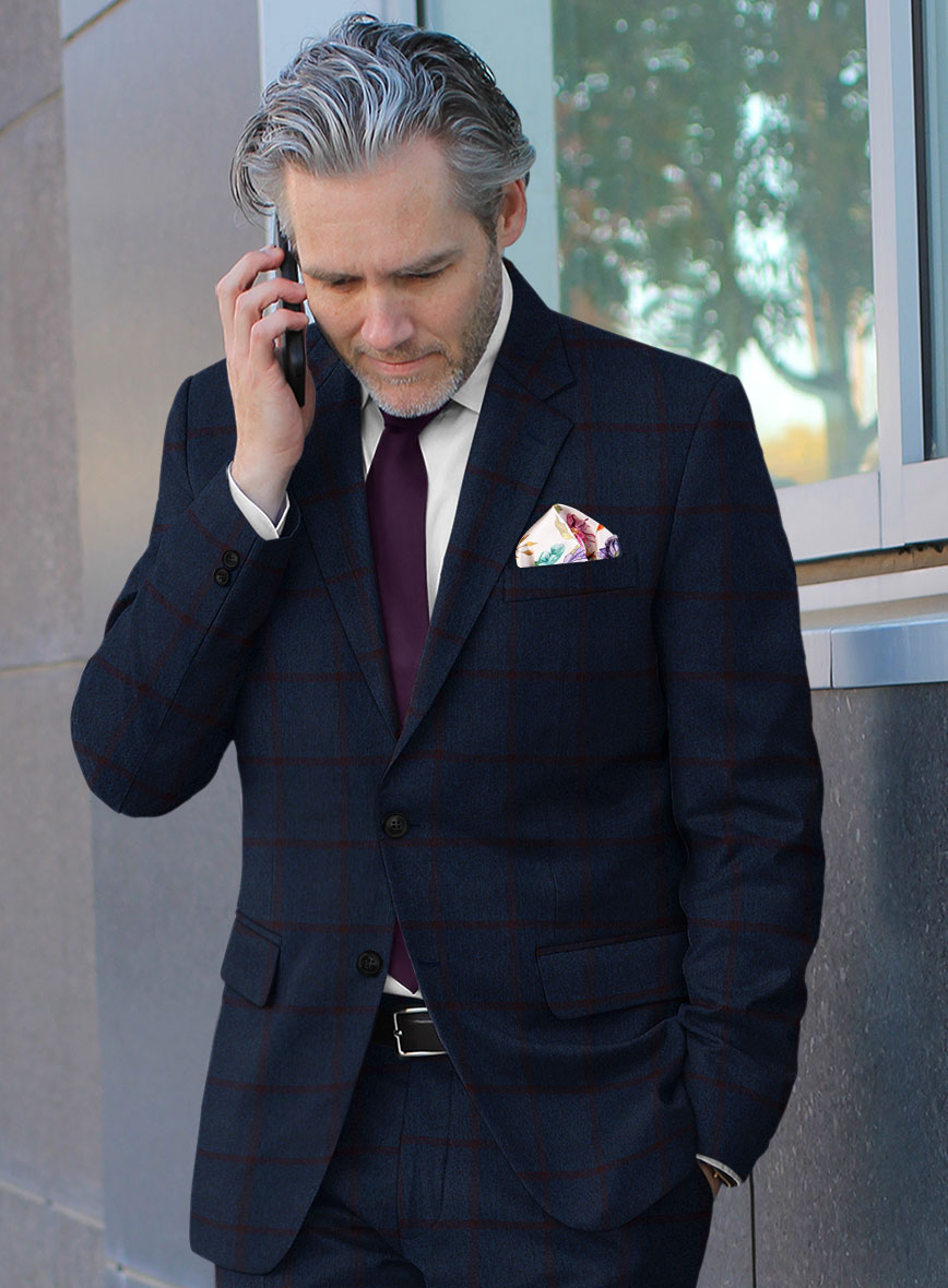 Scabal Marine Blue Checks Wool Jacket - StudioSuits