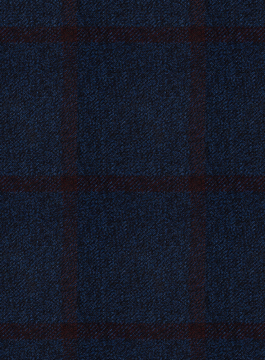 Scabal Marine Blue Checks Wool Jacket - StudioSuits