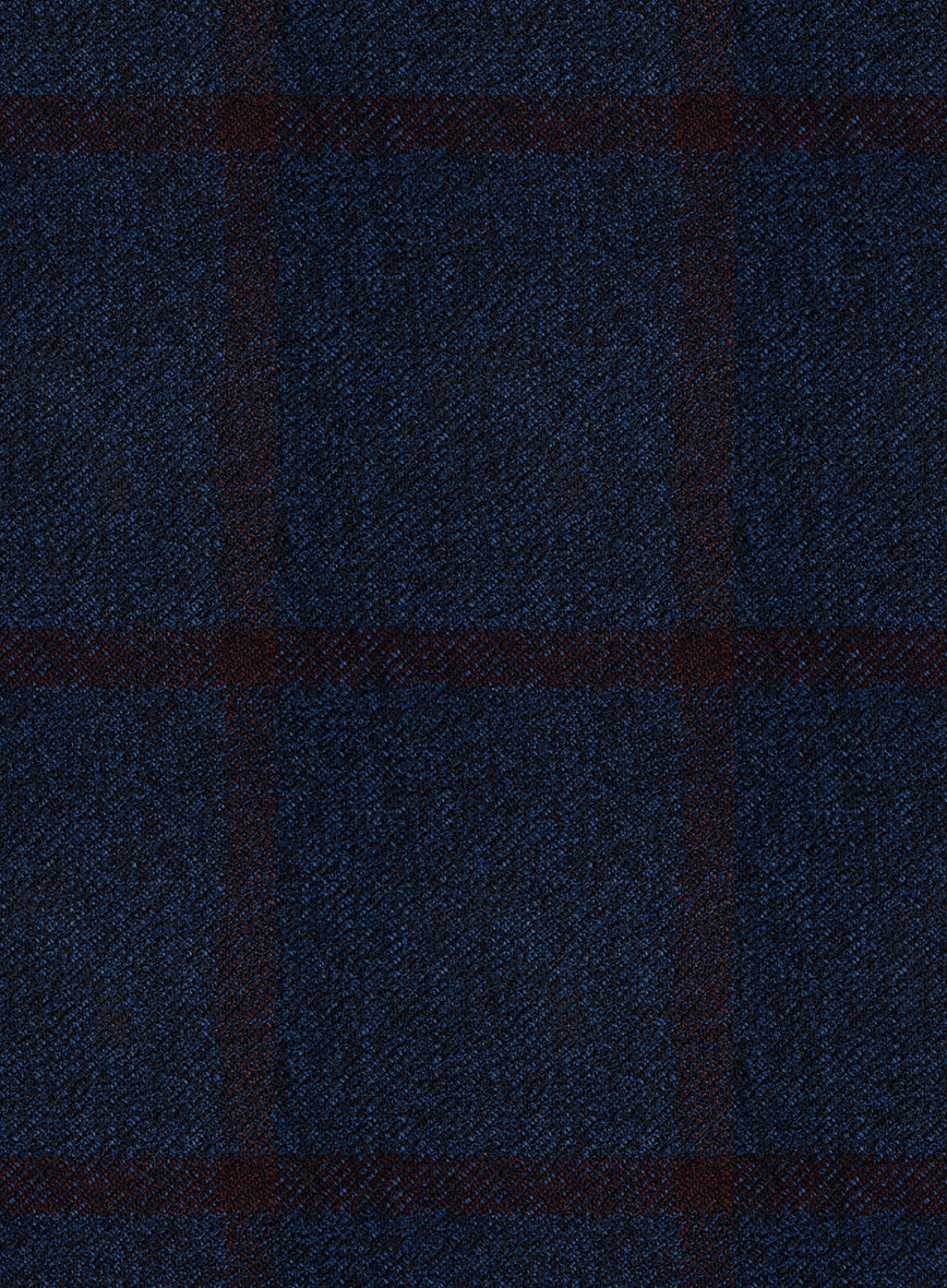 Scabal Marine Blue Checks Wool Jacket - StudioSuits