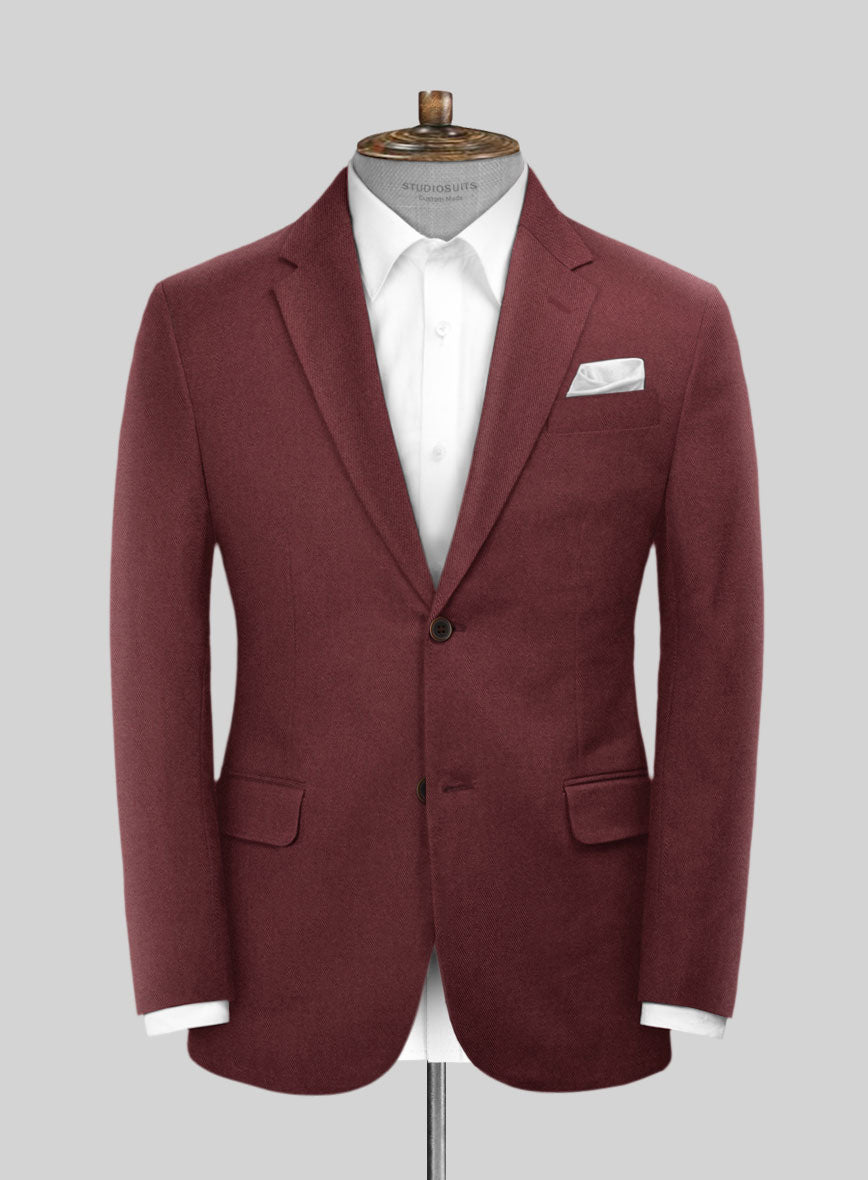 Scabal Maroon Cotton Stretch Suit - StudioSuits