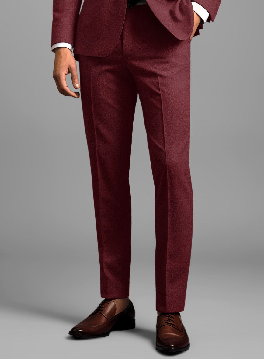 Scabal Maroon Wool Pants - StudioSuits