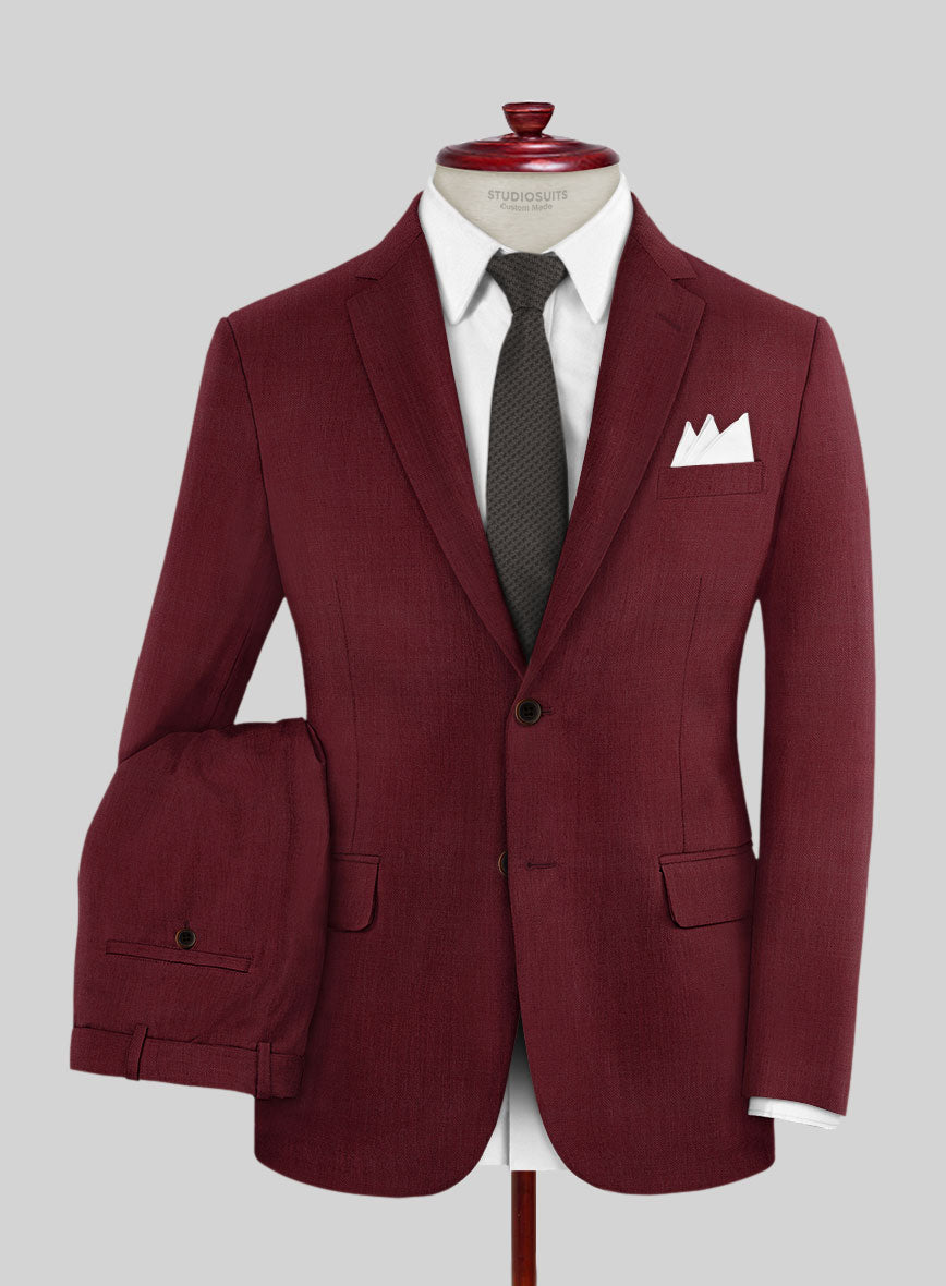 Scabal Maroon Wool Suit - StudioSuits