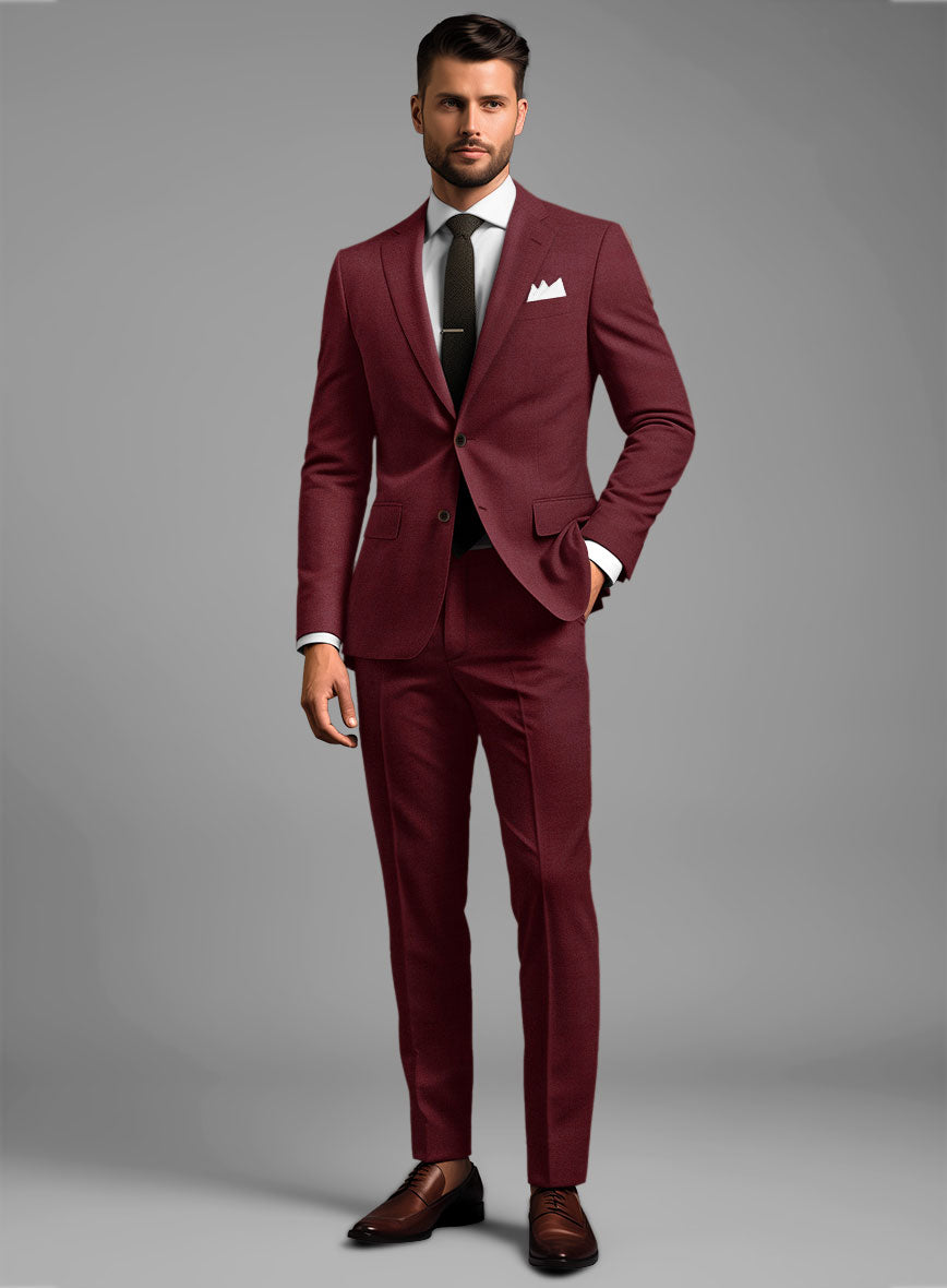 Scabal Maroon Wool Suit - StudioSuits