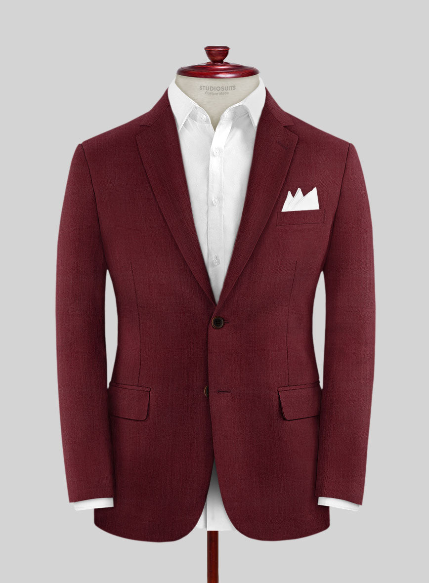 Scabal Maroon Wool Suit - StudioSuits