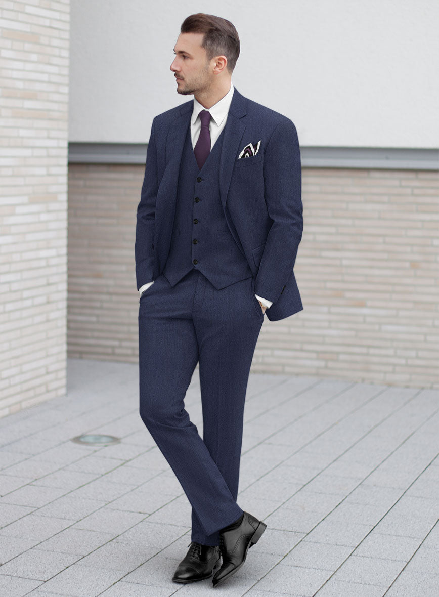 Scabal Merigo Denim Blue Wool Suit - StudioSuits