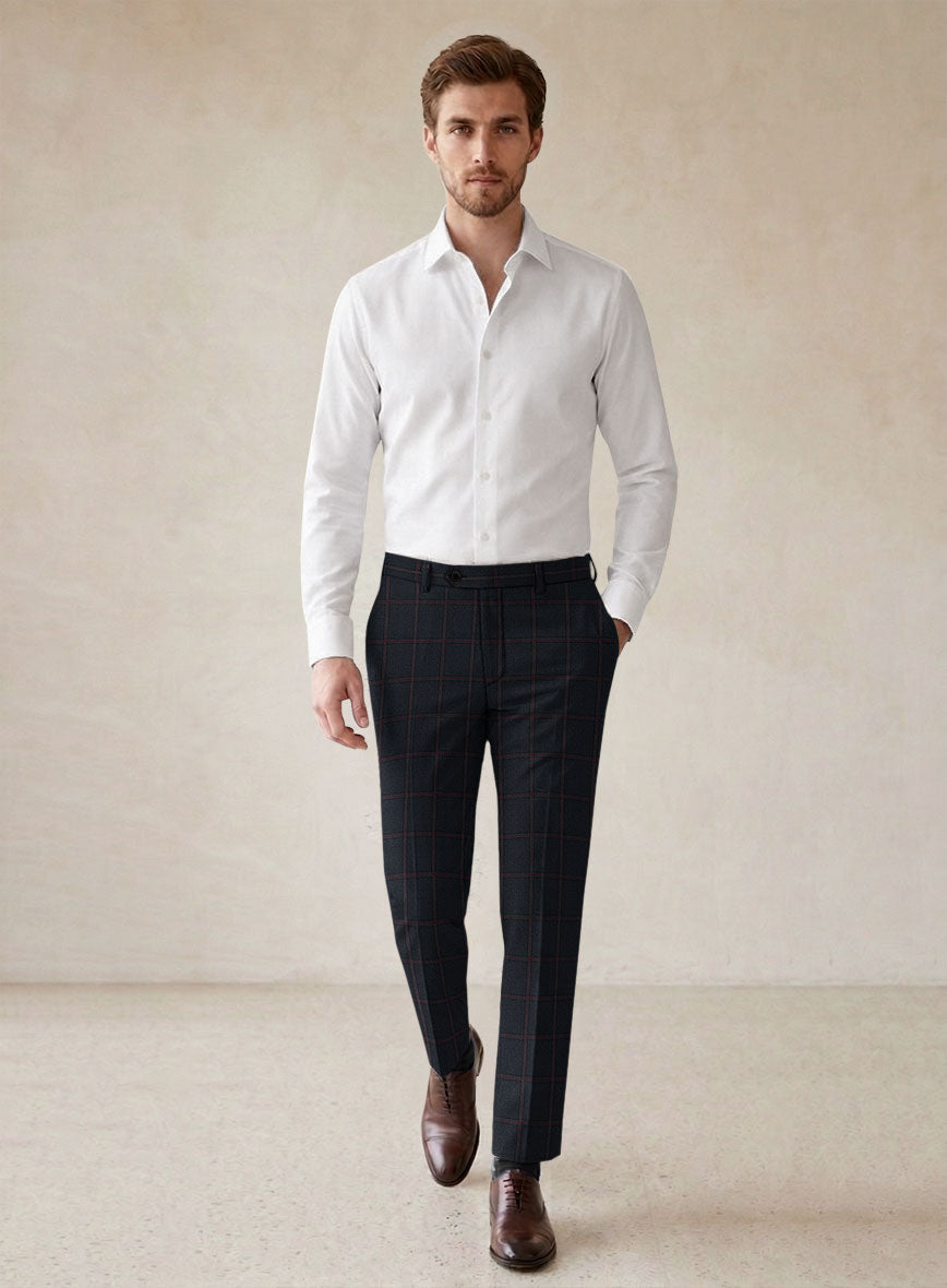 Scabal Midnight Blue Wool Pants - StudioSuits