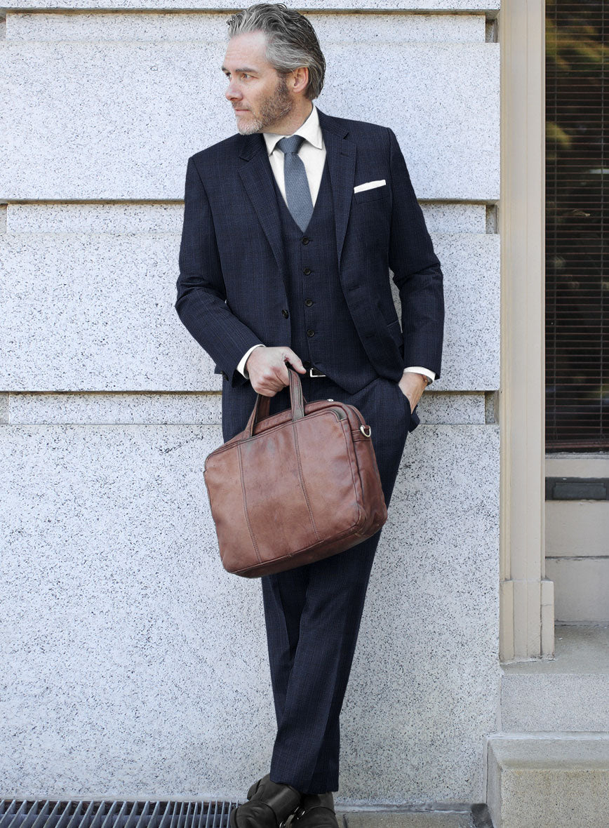 Scabal Mivo Checks Blue Wool Suit - StudioSuits