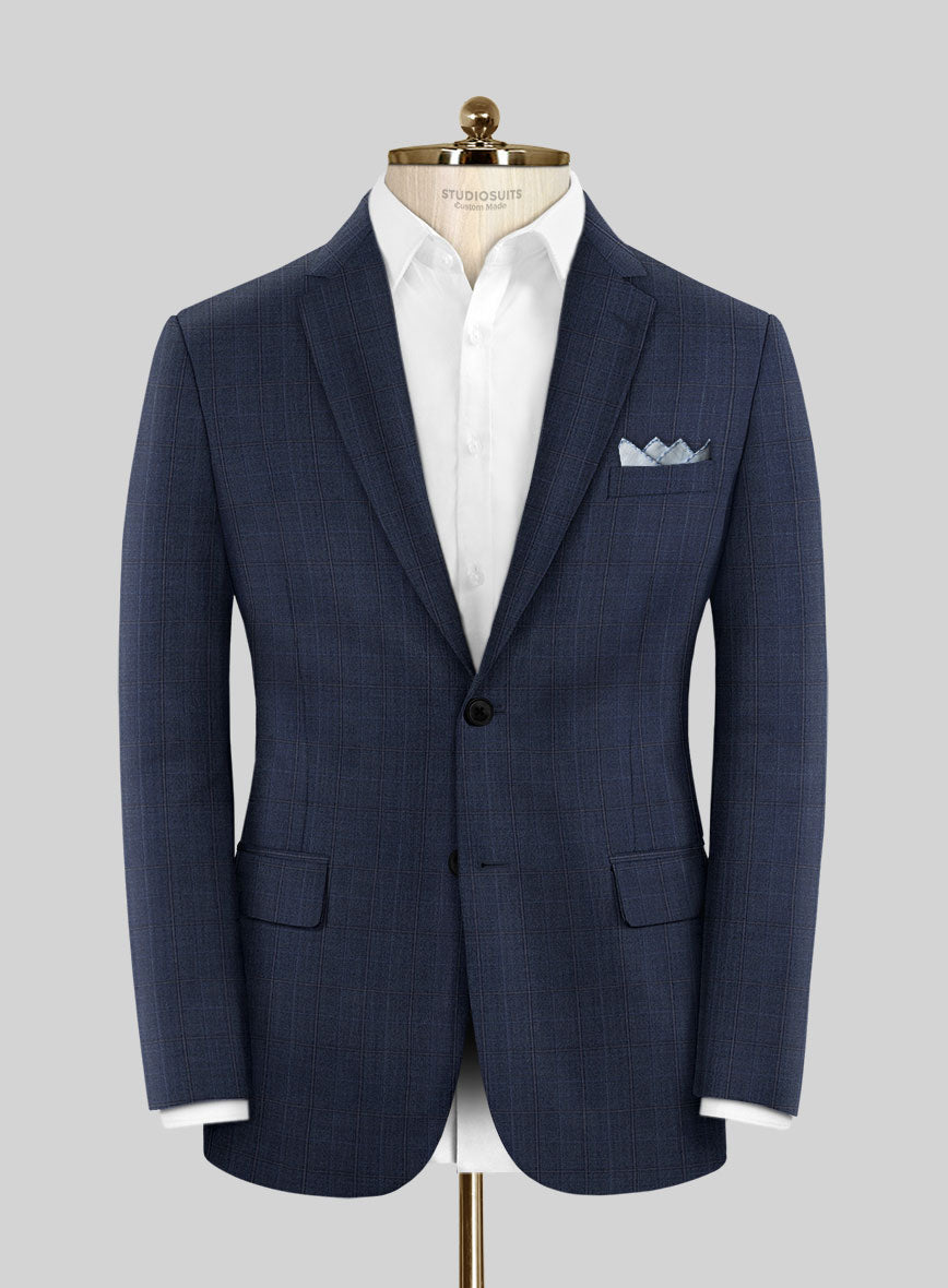 Scabal Mivo Checks Blue Wool Suit - StudioSuits