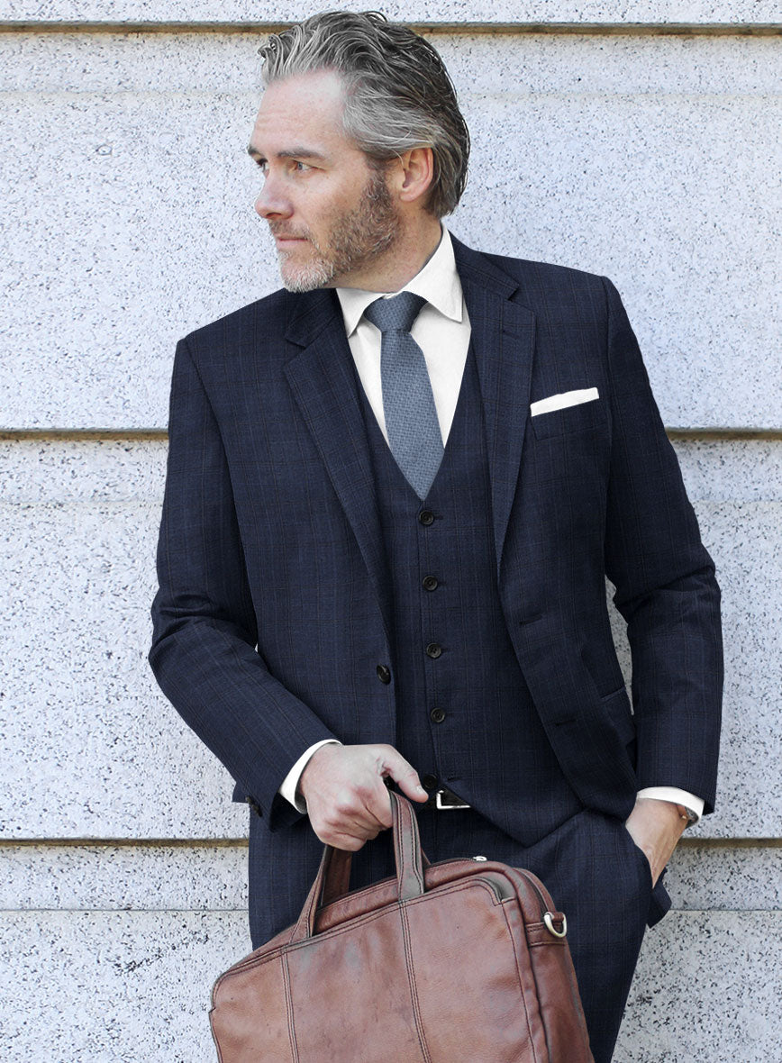 Scabal Mivo Checks Blue Wool Suit - StudioSuits