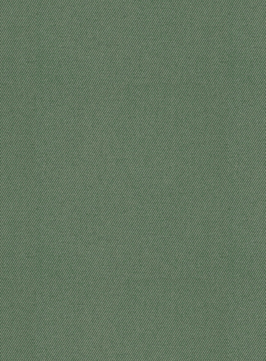 Scabal Moss Green Cotton Stretch Pants - StudioSuits