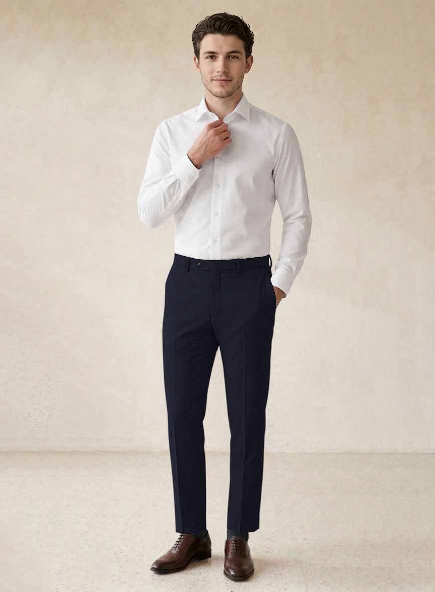 Scabal Motito Blue Wool Pants - StudioSuits