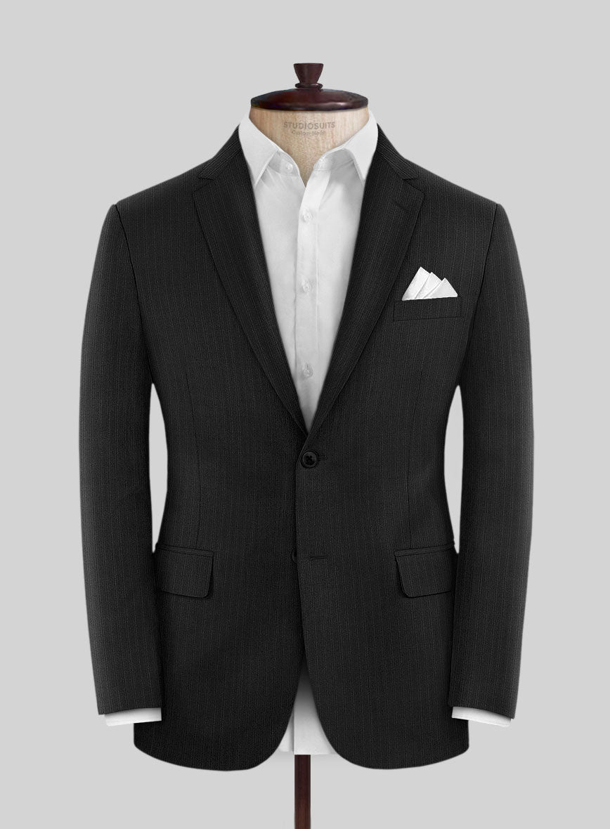 Scabal Nadres Stripe Black Wool Jacket - StudioSuits