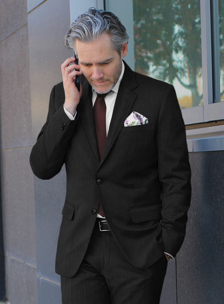 Scabal Nadres Stripe Black Wool Jacket - StudioSuits