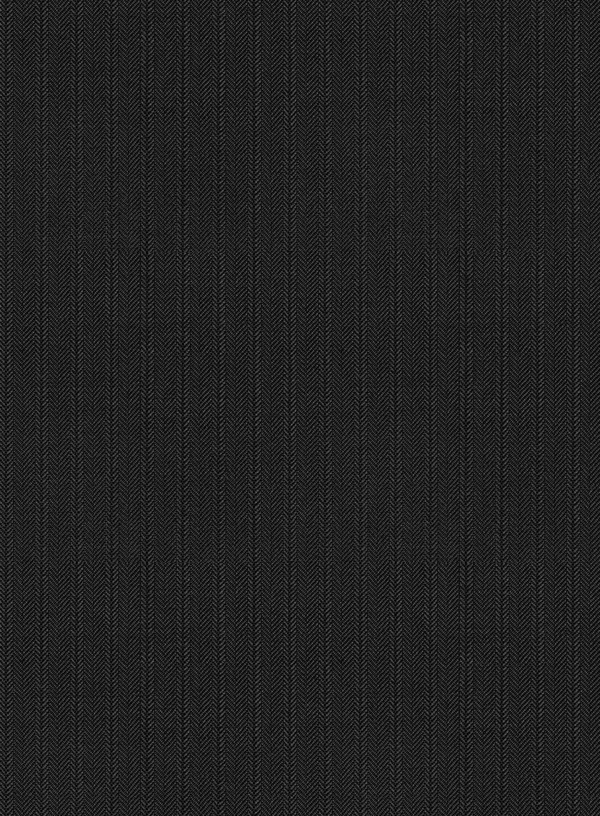 Scabal Nadres Stripe Black Wool Pants - StudioSuits