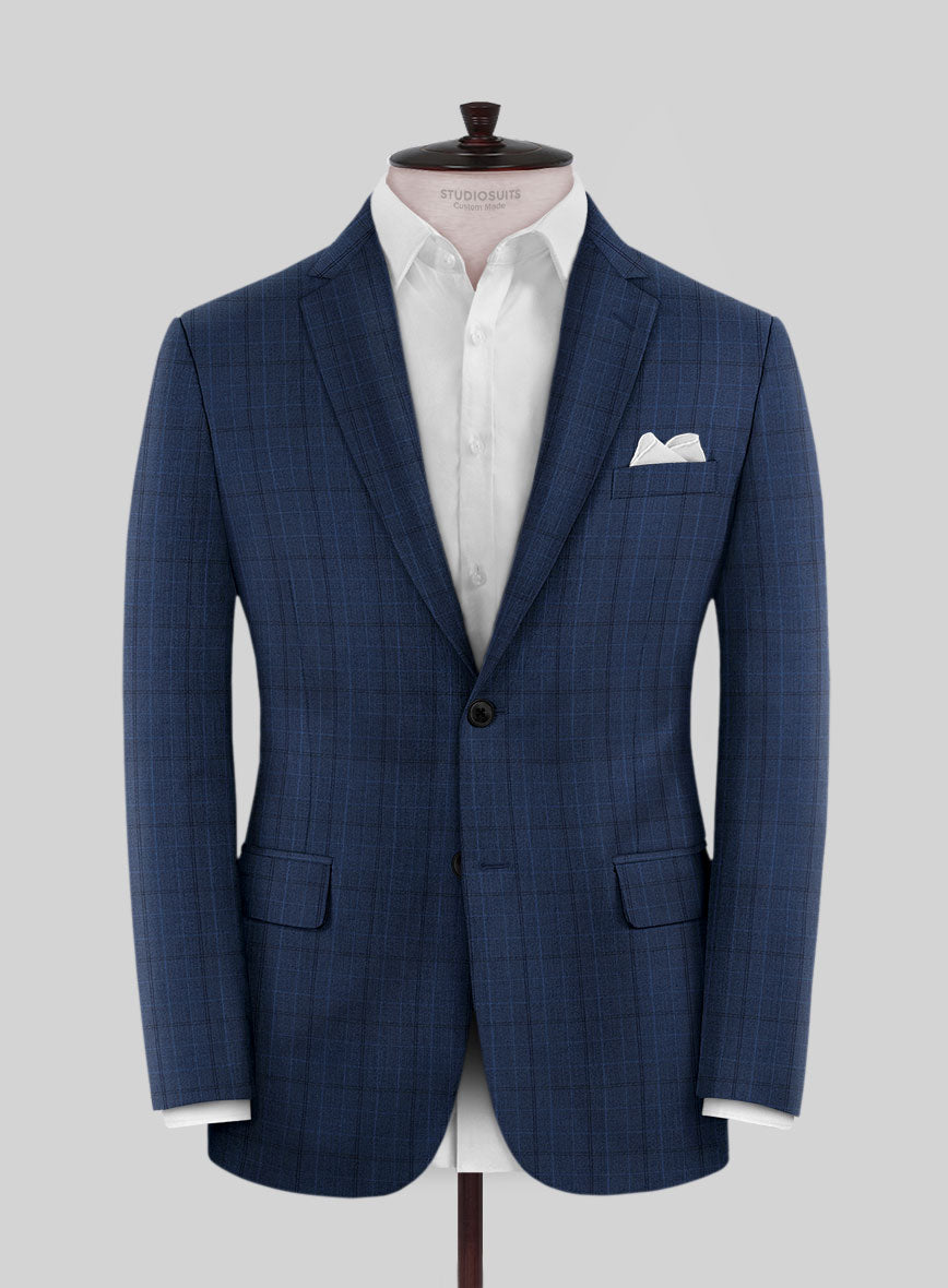 Scabal Natro Checks Blue Wool Jacket - StudioSuits