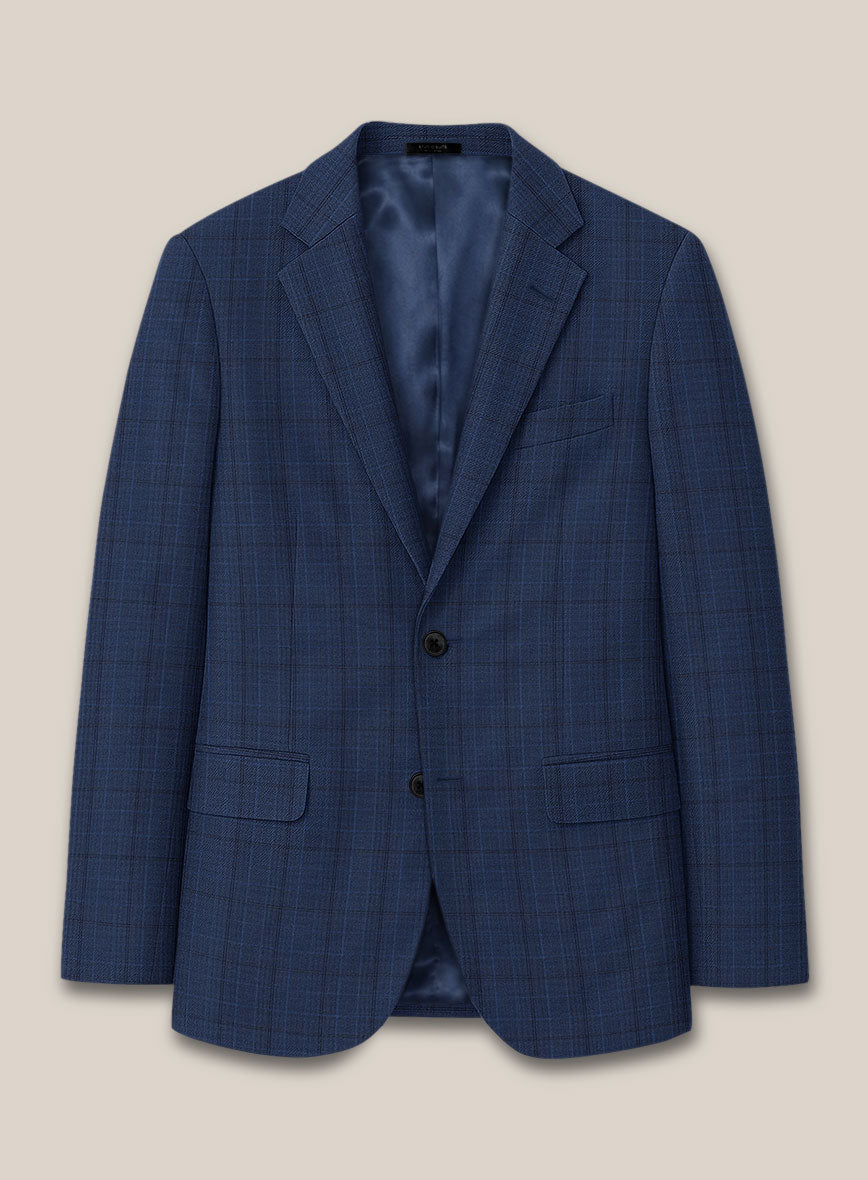 Scabal Natro Checks Blue Wool Jacket - StudioSuits