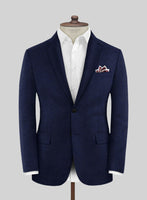 Scabal Navy Blue Herringbone Wool Jacket - StudioSuits