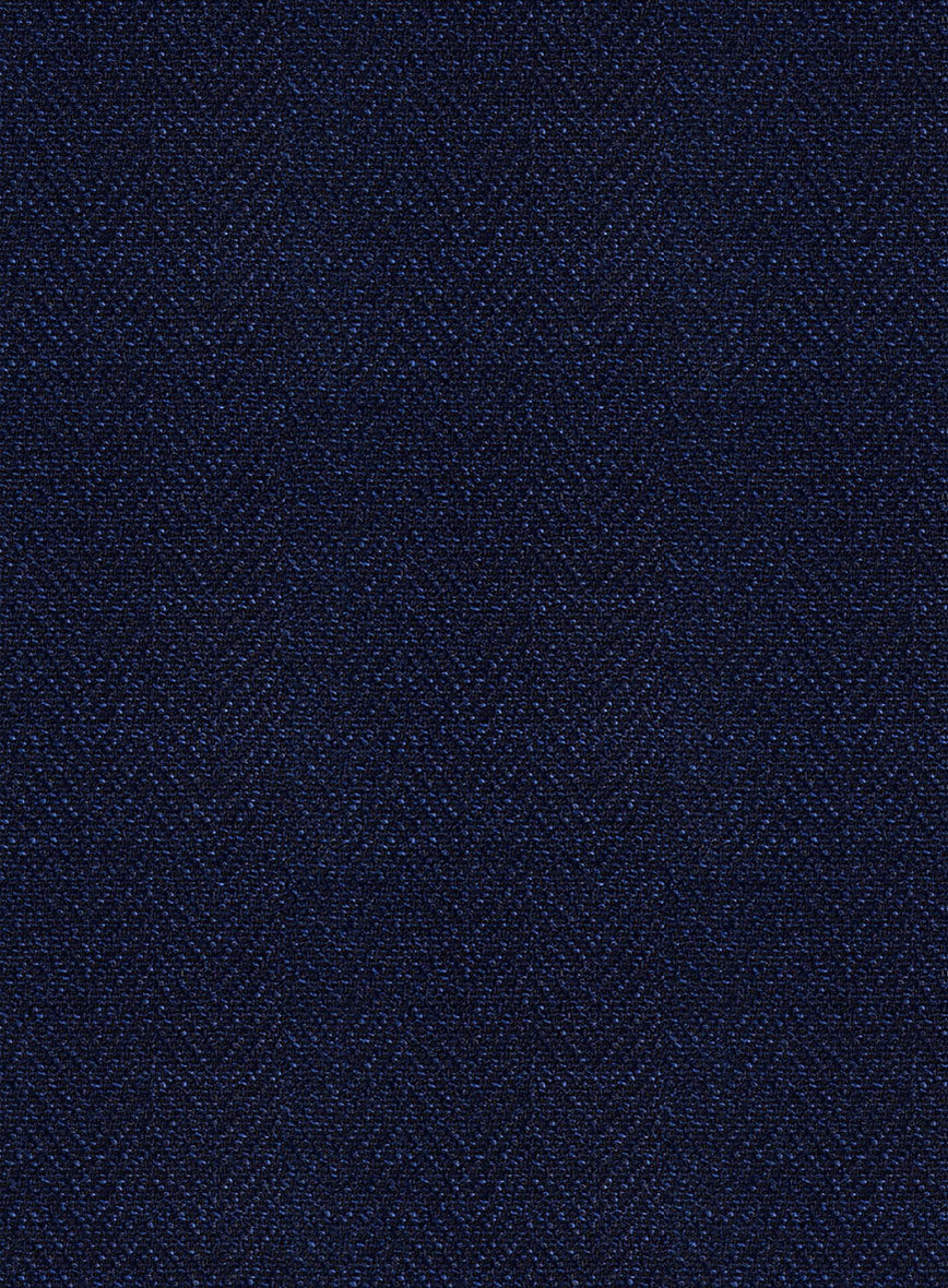 Scabal Navy Blue Herringbone Wool Jacket - StudioSuits