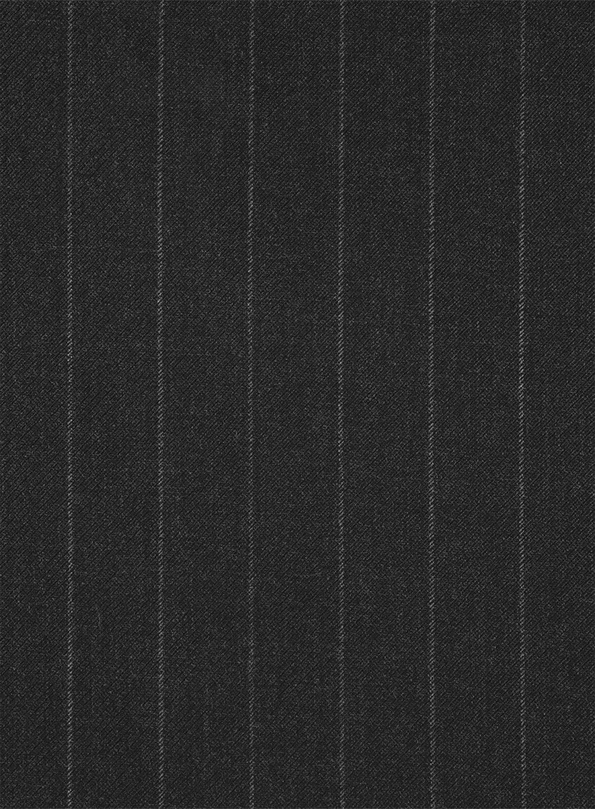 Scabal Noli Charcoal Stripe Wool Pants - StudioSuits