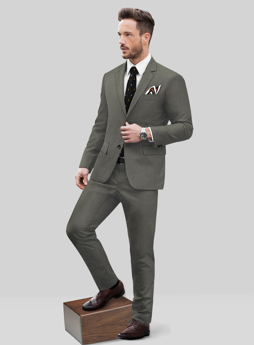 Scabal Olive Wool Suit - StudioSuits